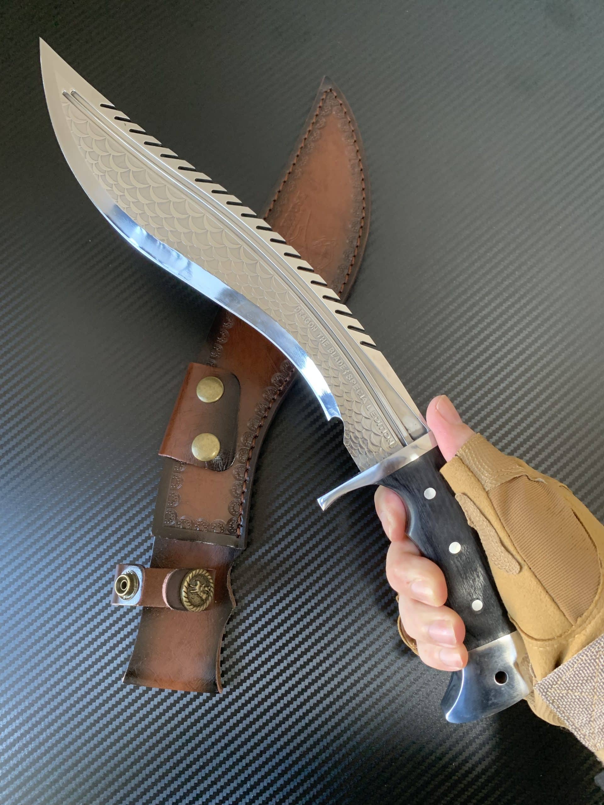 Af020 nepalese style tactical knife 3d fish scale blade 2