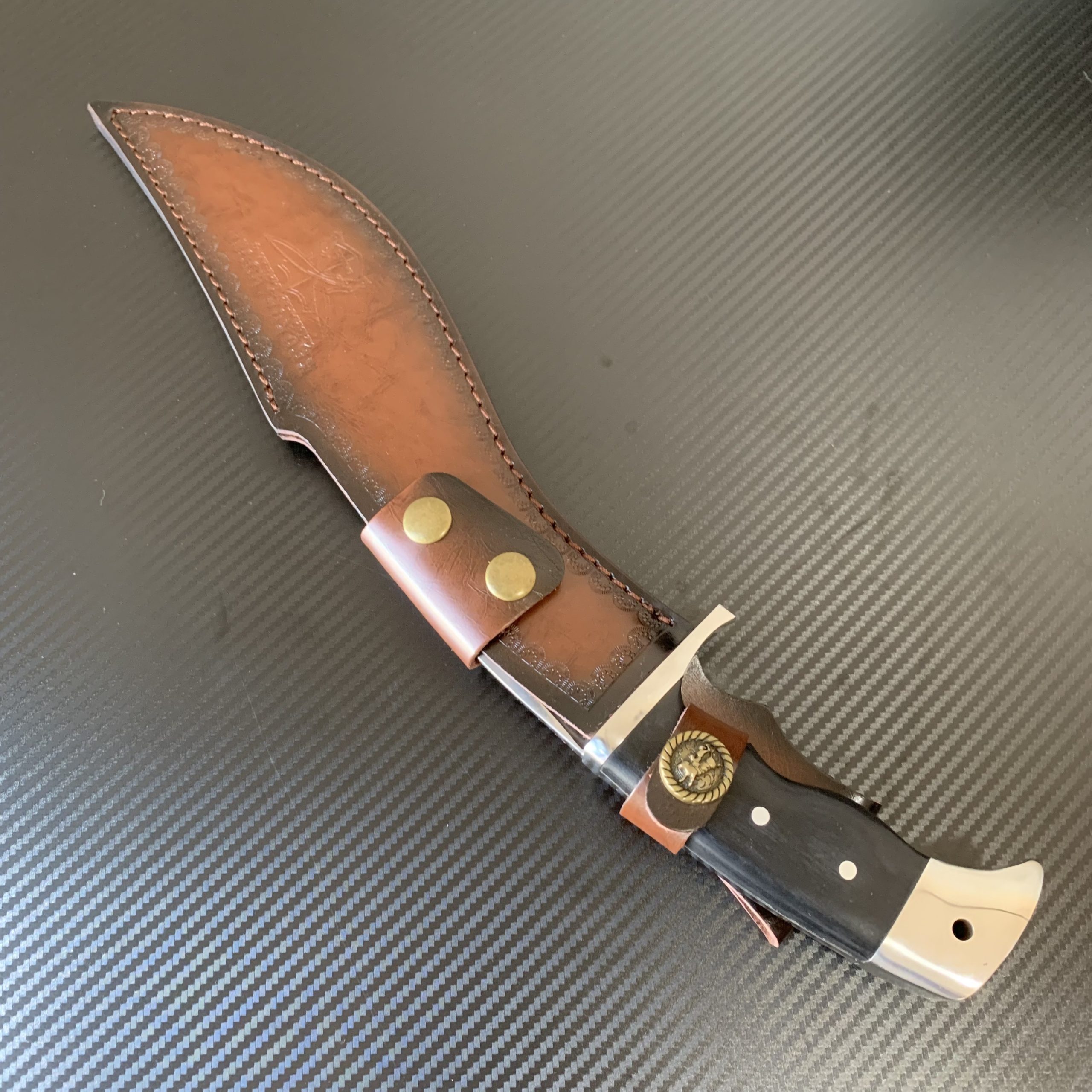 Af020 nepalese style tactical knife handcrafted leather sheath 2